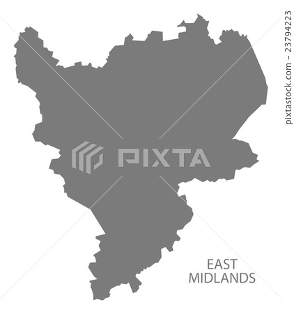 East Midlands England Map grey 23794223