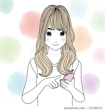 Illustration of a girl using a smartphone Illustration of a girl using a smartphone 23796523