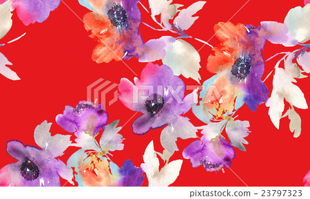 Purple watercolor flowers 23797323