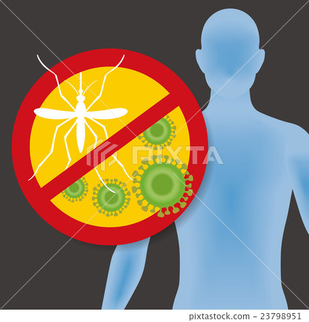 蚊子和病毒禁止標誌和人體 蚊子和病毒禁止標誌和人體 23798951