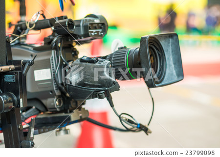 Close up of video camera on crain 23799098