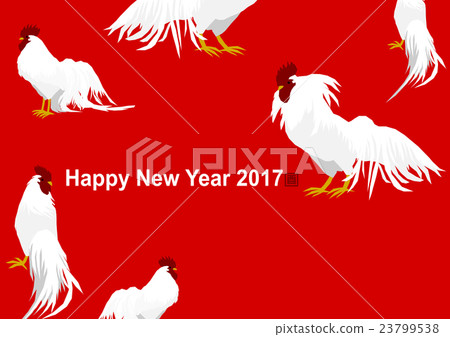 2017 New Year's cardio rooster year chicken illustration red 2017 New Year's cardio rooster year chicken illustration red 23799538