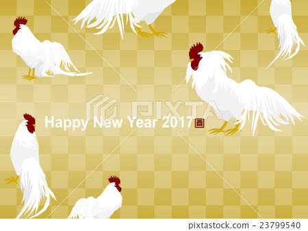 2017 New Year's Cardio annual year chicken illustration checkerboard pattern 23799540