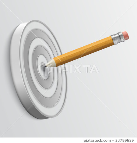 Pencil pointed to center of target Pencil pointed to center of target 23799659