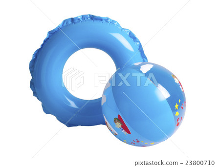 Beach ball and inflatable circle isolated on white 23800710