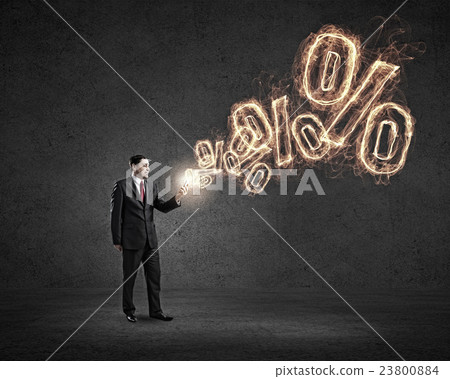 Businessman using smartphone . Mixed media 23800884