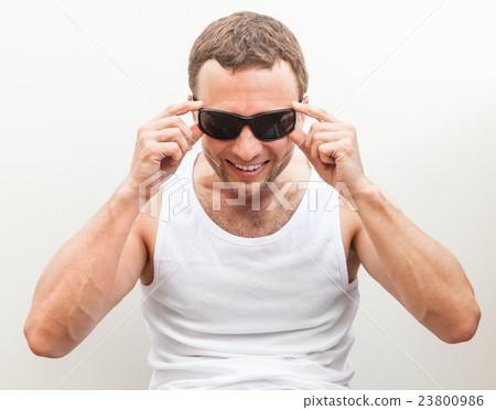 Caucasian man in black sunglasses 23800986