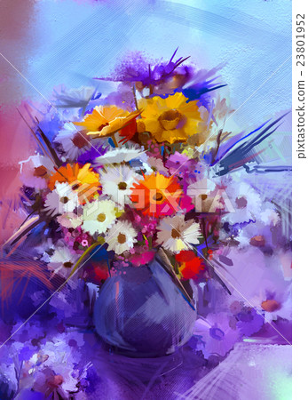 Oil Painting Flowers In Vase Stock Illustration 23801952 Pixta