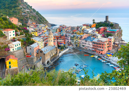 Vernazza at sunset, Cinque Terre, Liguria, Italy 23802469