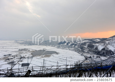 Winter landscape in the placement basin 23803675