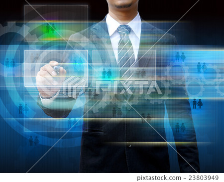 Businessman writing on the screen Businessman writing on the screen 23803949