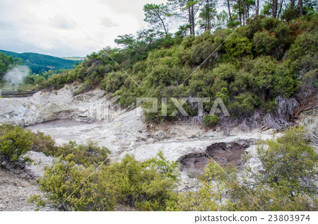 Steam coming out in Wai-O-Tapu Thermal Wonderland Steam coming out in Wai-O-Tapu Thermal Wonderland 23803974