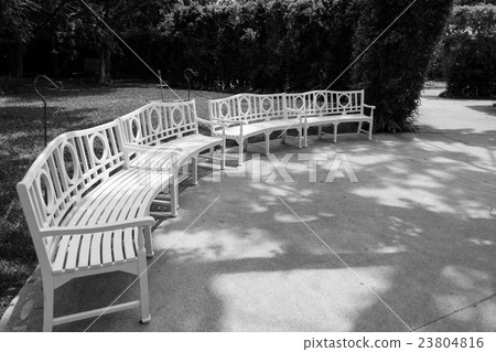 Chair in the garden,black and white background Chair in the garden,black and white background 23804816