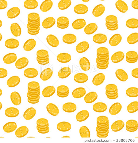 Gold dollar coin falling seamless pattern. 23805706