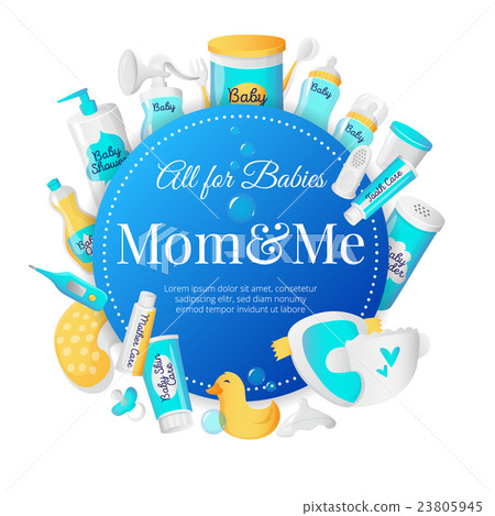 Vector baby accessories poster design. Newborn 23805945