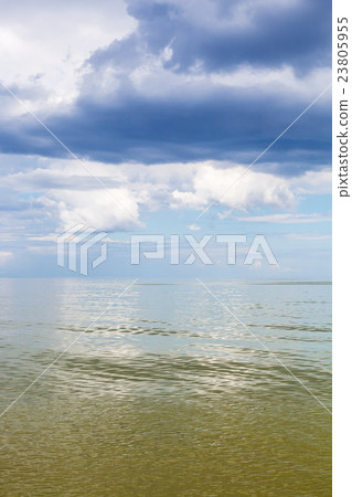 Azov Sea waterscape with green water and blue sky Azov Sea waterscape with green water and blue sky 23805955