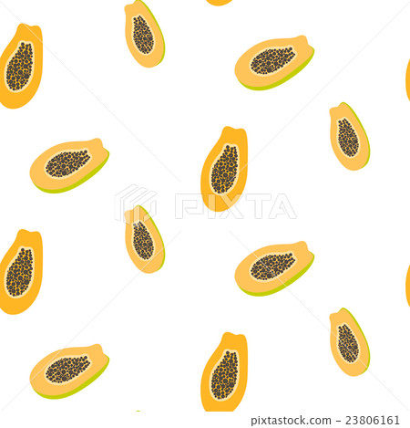 Orange papaya on white seamless pattern. 23806161