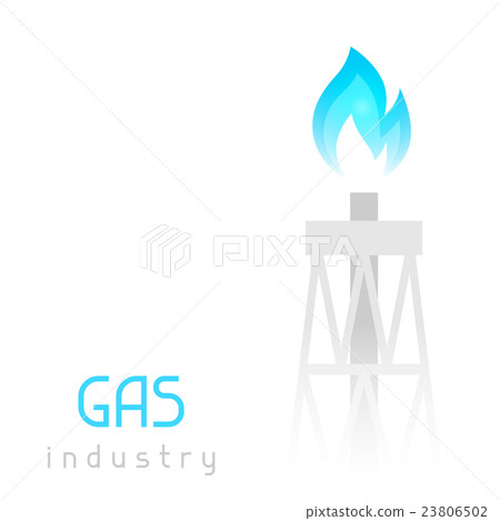 Gas rig drilling equipment with flame. Industrial 23806502