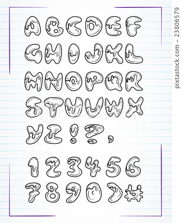 doodle alphabet drawn on the page notebook. Vector - Stock Illustration ...