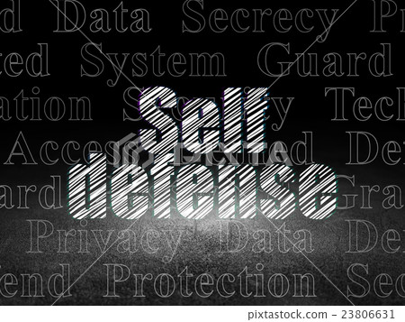 Privacy concept: Self Defense in grunge dark room Privacy concept: Self Defense in grunge dark room 23806631