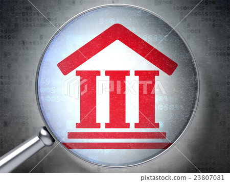 Law concept: Courthouse with optical glass on Law concept: Courthouse with optical glass on 23807081