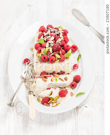 Homemade semifreddo with pistachio and fresh 23807180