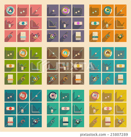 Concept of flat icons with long shadow economic - Stock Illustration ...
