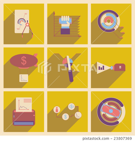 Concept of flat icons with long shadow economy - Stock Illustration ...