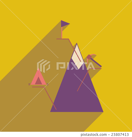 Flat web icon with long shadow mountain - Stock Illustration [23807413 ...