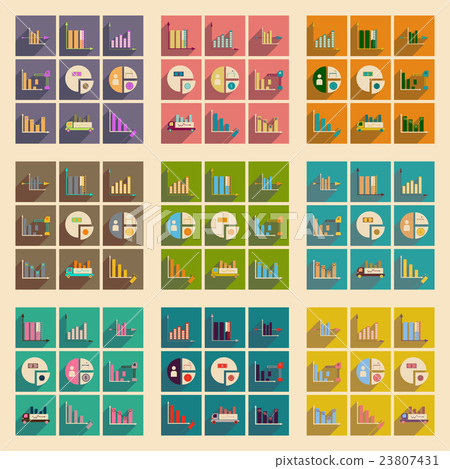 Concept of flat icons with long shadow charts - Stock Illustration ...