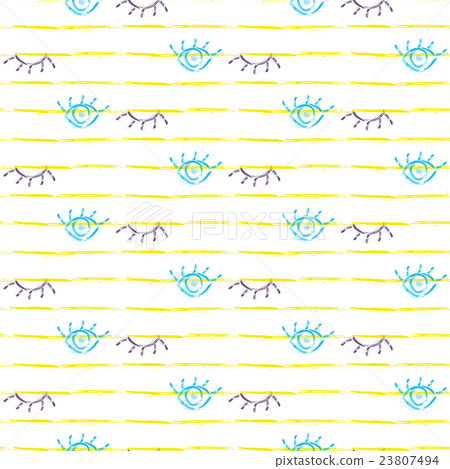 Brush stroke seamless yellow stripes eyes pattern. Brush stroke seamless yellow stripes eyes pattern. 23807494