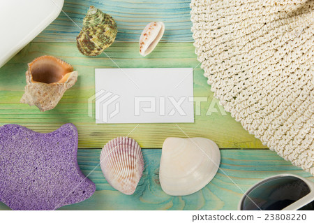 Business card, summer sea vacation mockup Business card, summer sea vacation mockup 23808220