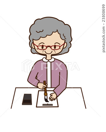 Senior woman calligraphy 23808699
