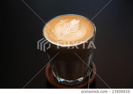 Cafe latte art. Flat white coffee 23809838
