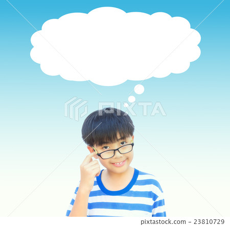 Boy thinking with empty space idea and concept. 23810729
