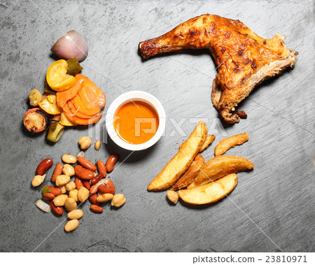 Grilled Chicken Leg stone slate Grilled Chicken Leg stone slate 23810971
