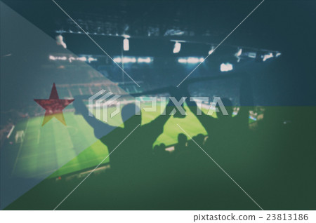 sport stadium with fans and blending Djibouti flag sport stadium with fans and blending Djibouti flag 23813186