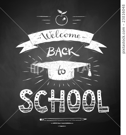 ack to School poster with mortarboard cap 23816048