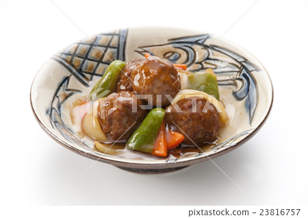 Meat dumplings sweet and sour sauce 23816757