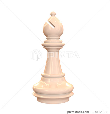 Bishop's white shimmering 3D rendering image with chess pieces 23817102