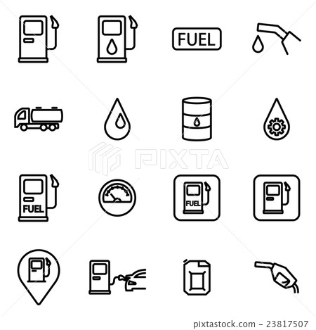 Vector line gas station icon set Vector line gas station icon set 23817507
