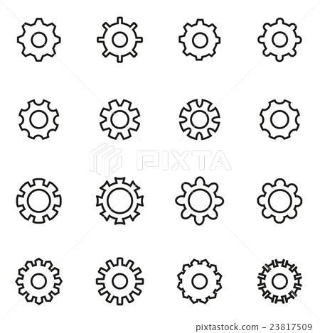 Vector line gear icon set - Stock Illustration [23817509] - PIXTA