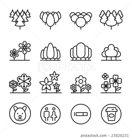 Park & landscape icon set in thin line style - Stock Illustration ...