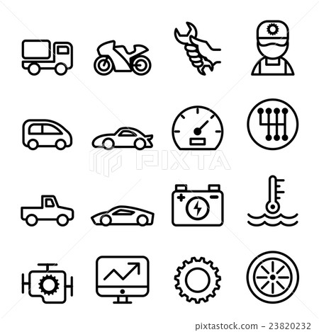 Car maintenance and repair icon set in thin line 23820232