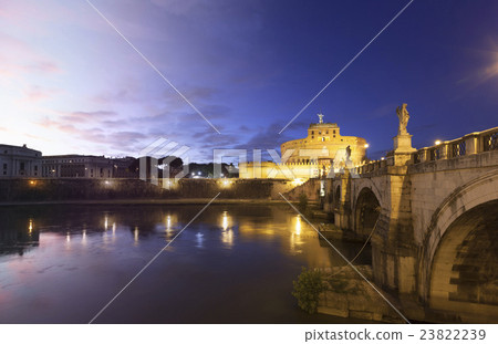 Rome Castel Sant Angelo twilight transition 23822239