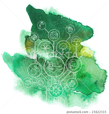 Ecology Infographic With Aquarelle Stain 23822315