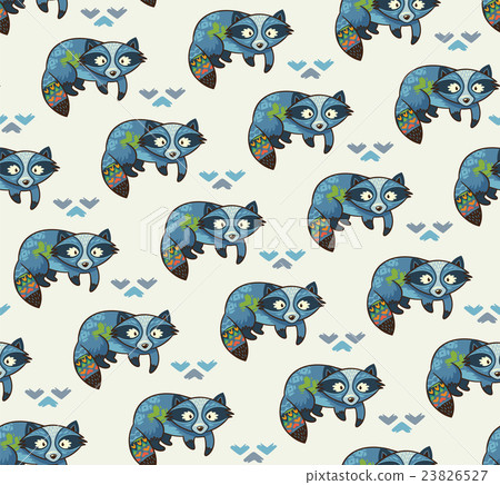 Indian seamless pattern of raccoons in vector - Stock Illustration ...