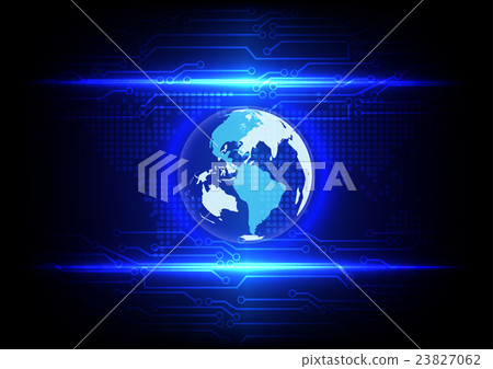 Abstract globe on blue light with circuit line 23827062