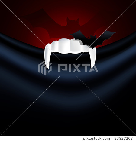 Vector illustrator of vampire teeth with bat paper Vector illustrator of vampire teeth with bat paper 23827208