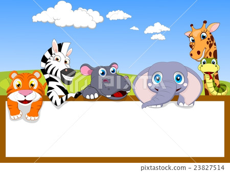 Illustration Of Zoo Animal With Blank sign Stock Illustration Of Zoo Animal With Blank sign Stock 23827514